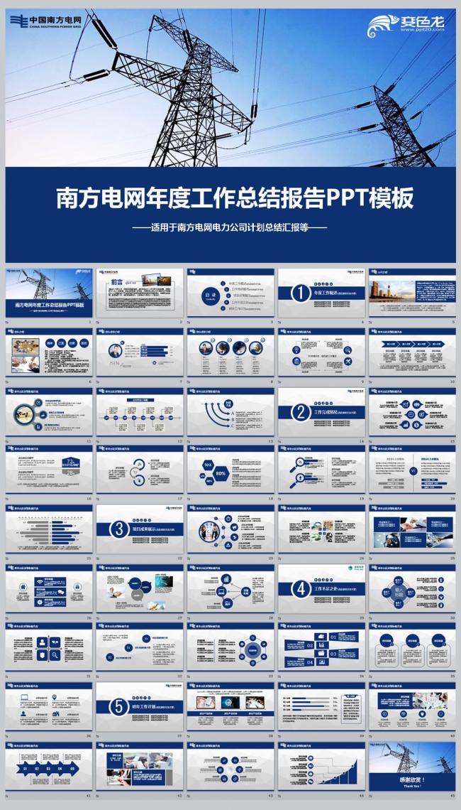 南方电网年度工作总结报告ppt模板