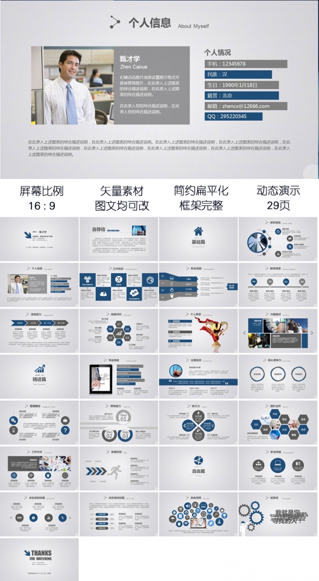 个人简历求职竞聘PPT模板