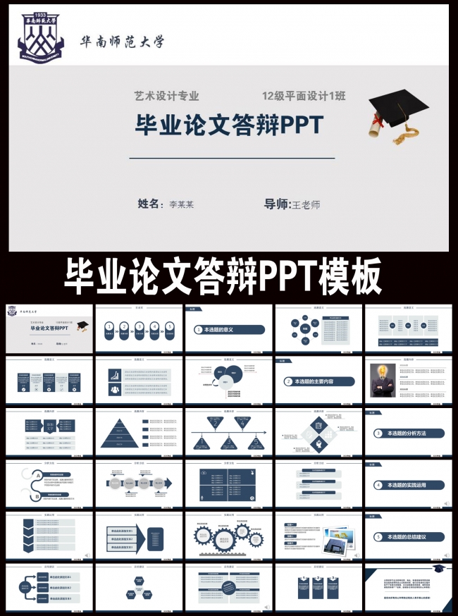 蓝色大气简洁严谨毕业设计论文答辩PPT