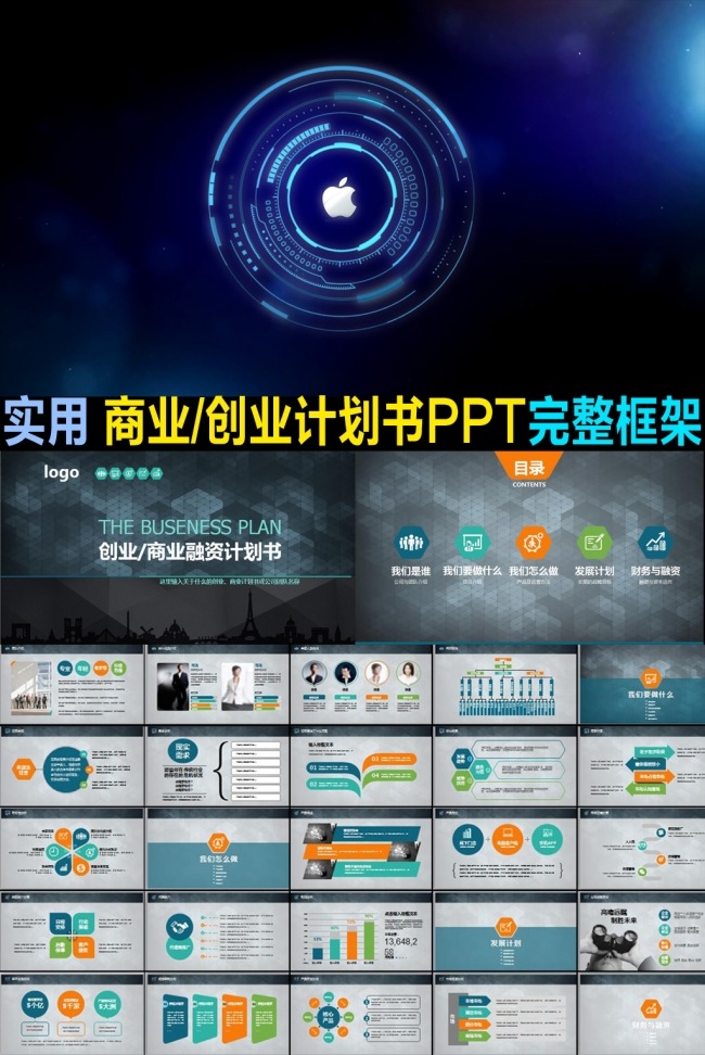 框架完整的创业计划书商业融资计划书PPT
