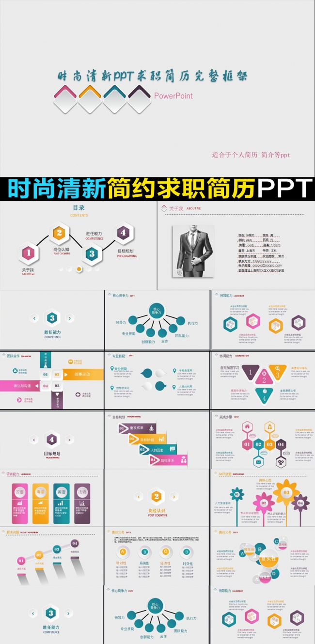 清新时尚个人求职竞聘简历PPT 模板