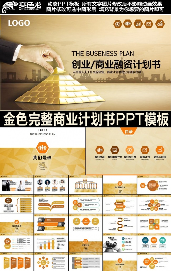 金色商业融资创业计划书ppt