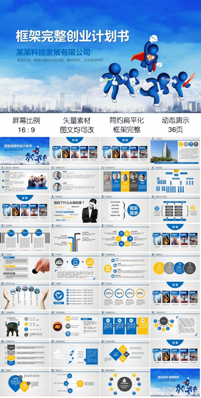 商业合作策划书创业融资计划书PPT模板