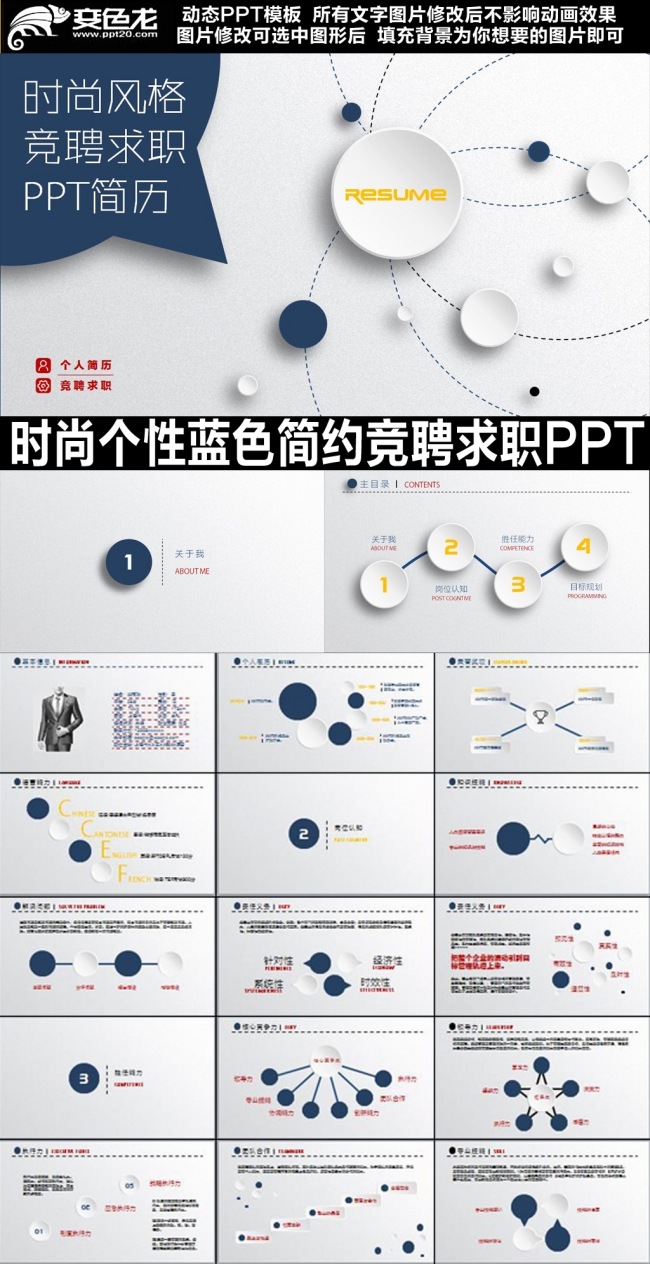 时尚个人求职竞聘简历PPT模板