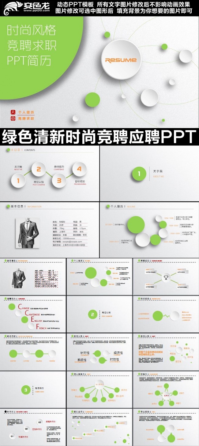清新个人时尚求职竞聘PPT模板