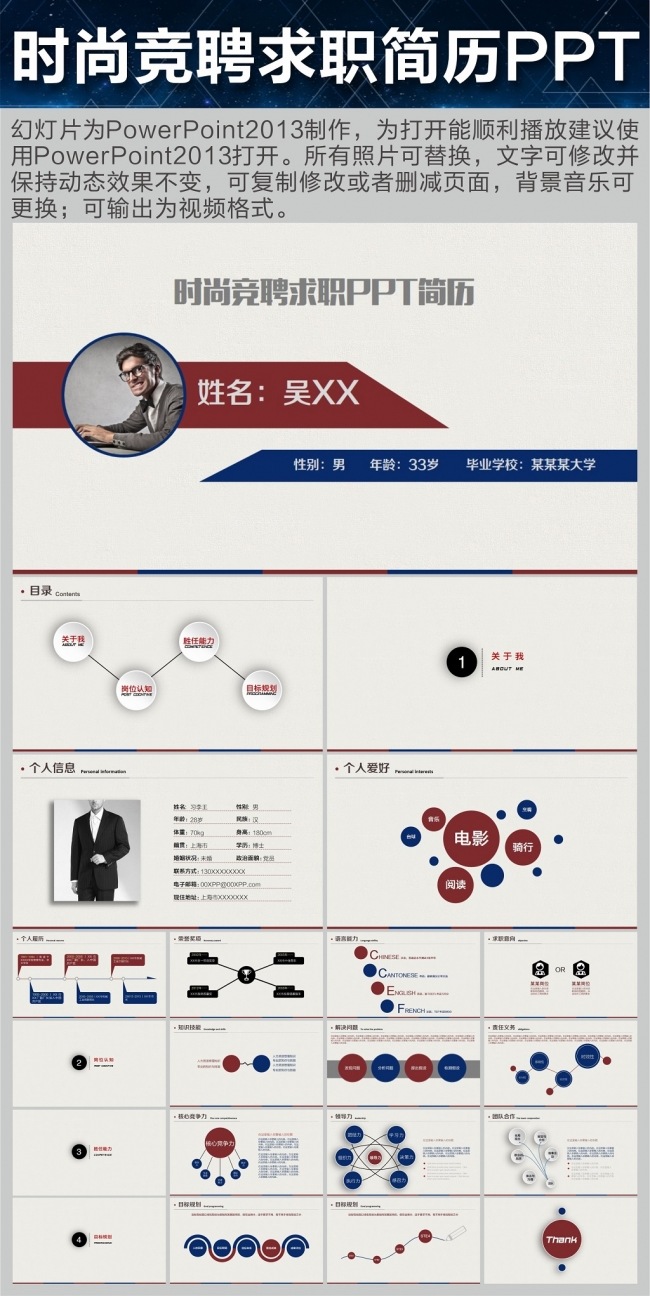时尚个人求职竞聘简历PPT