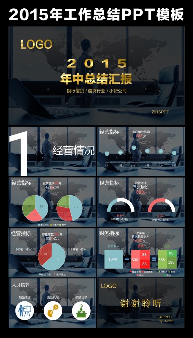 金融行业年终工作总结汇报动态PPT