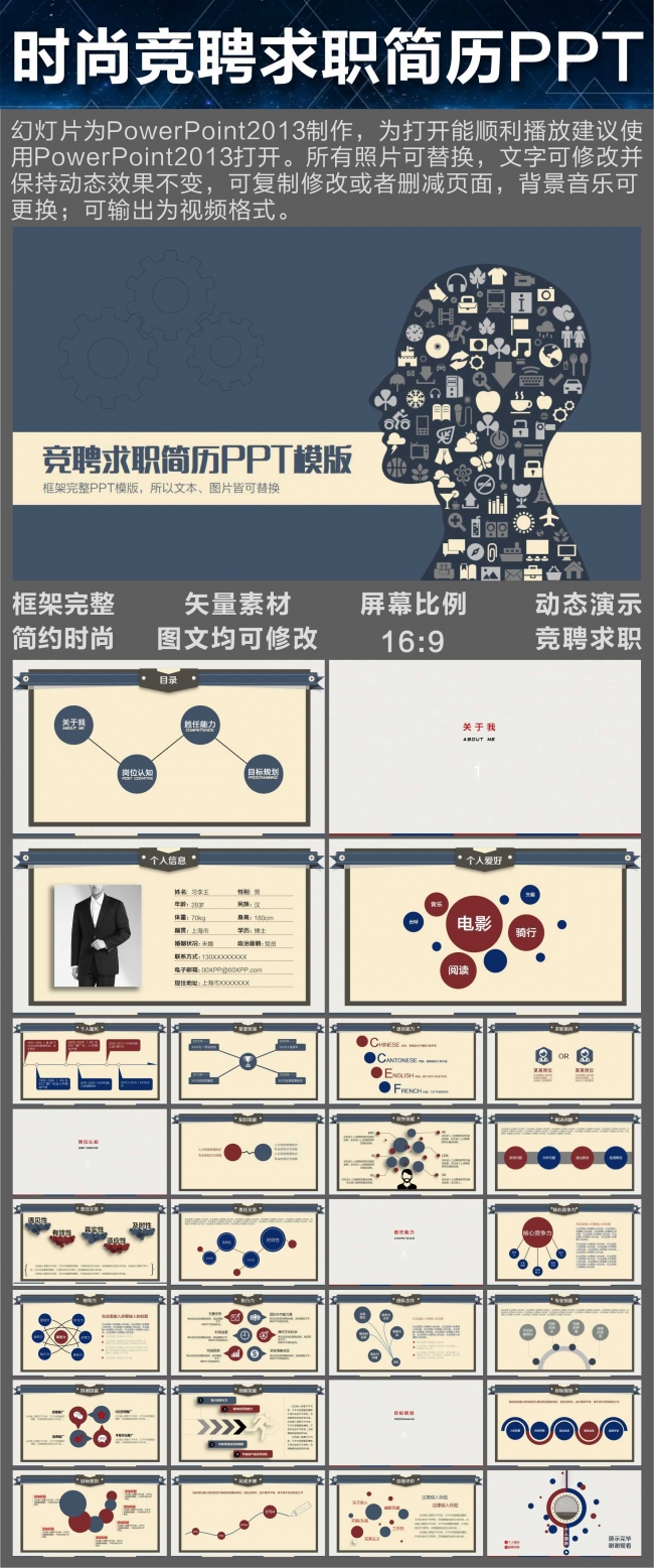 时尚竞聘述职个人简历PPT