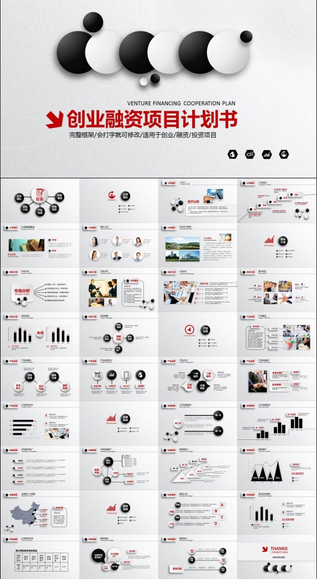 商业项目策划书创业融资计划书产品发布项目推广PPT模板