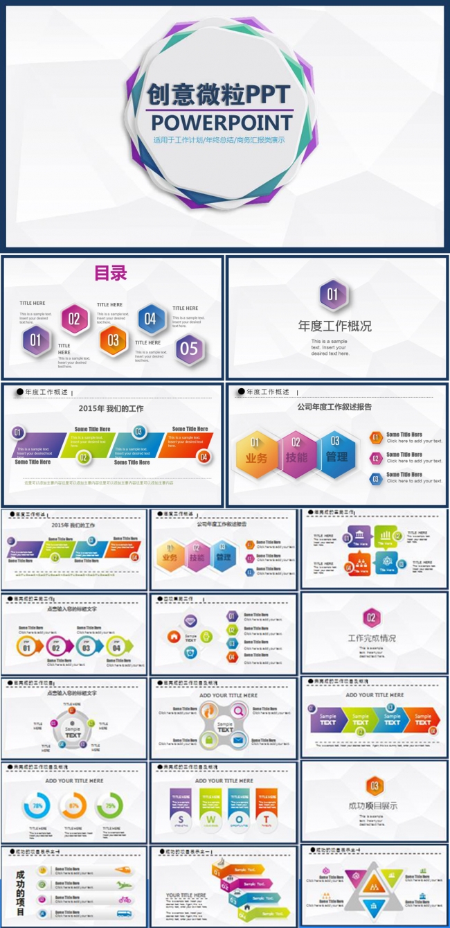 创意精致微粒新年计划PPT模板