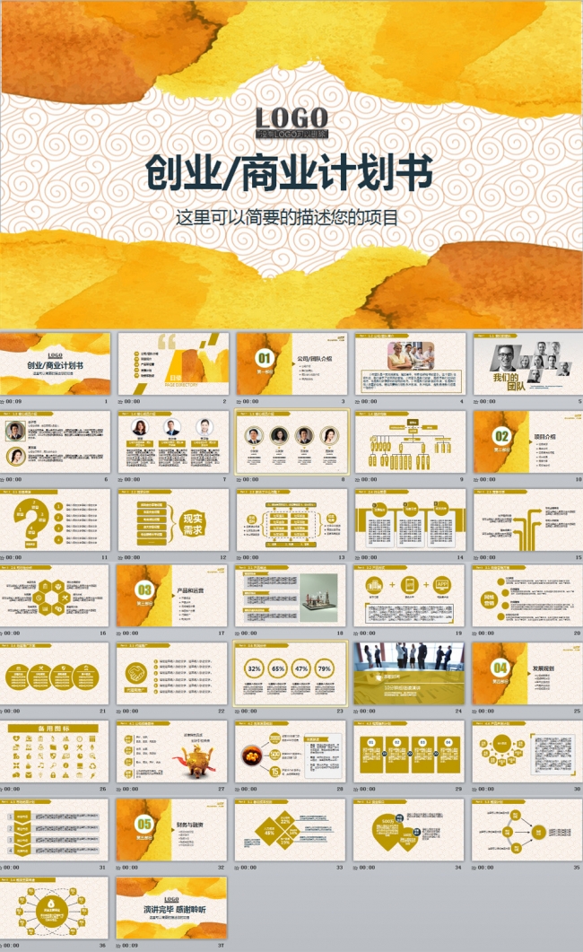  框架完整的创业计划书商业融资计划书PPT