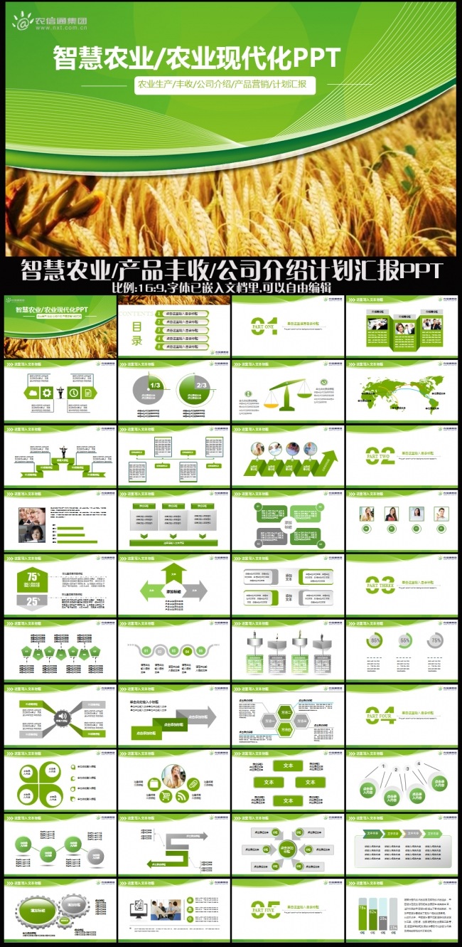智慧农业产品丰收公司企业文化介绍现代农业技术推广报告工作总结PPT模板
