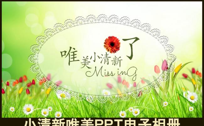 绿色花朵唯美小清新恋爱情侣求婚个人生活写真结婚纪念PPT相册模板缩略图