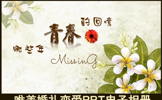 唯美复古个性青春回忆情侣恋爱结婚照生活照PPT电子相册模板缩略图
