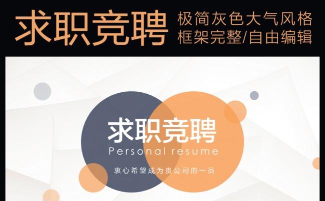 极简灰色简约求职竞聘简历ppt模板缩略图