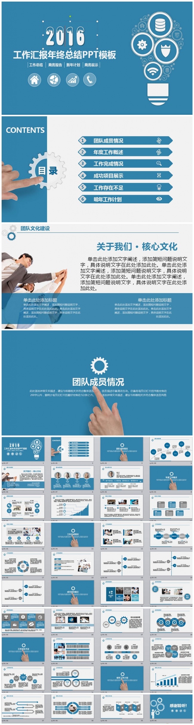 最新时尚蓝色动态工作总结汇报PPT模板