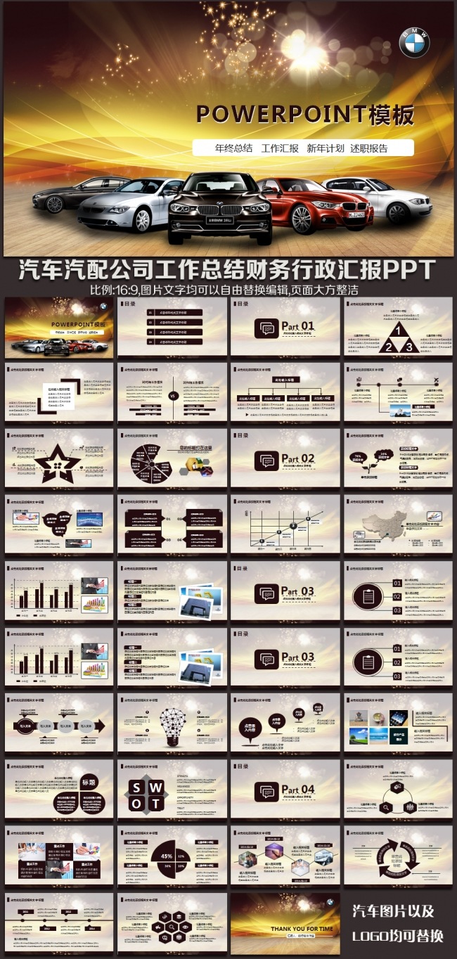 汽车行业汽配4s店汽修制造工作总结汇报销售业绩行政财务报告通用PPT模板