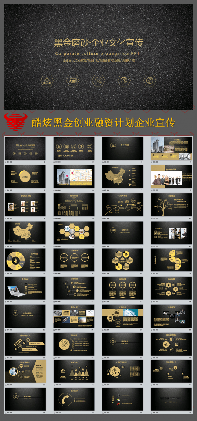 酷炫黑金创业融资计划企业宣传