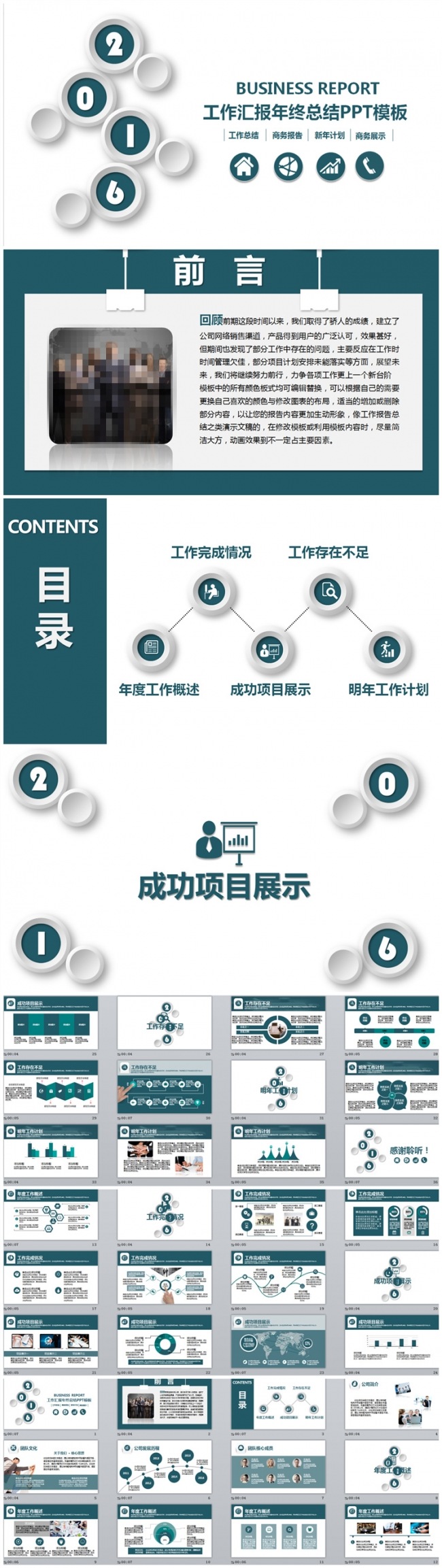 绿色微立体商务工作总结项目汇报PPT模板