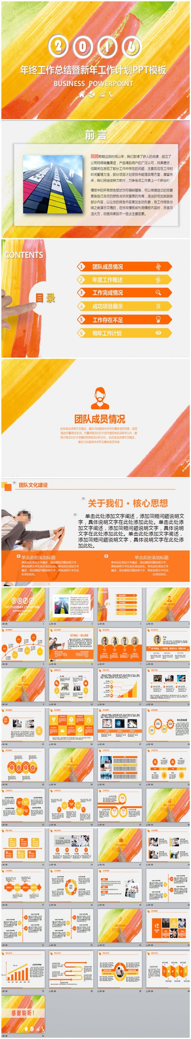 动感五彩商务简洁风工作总结项目汇报PPT模板