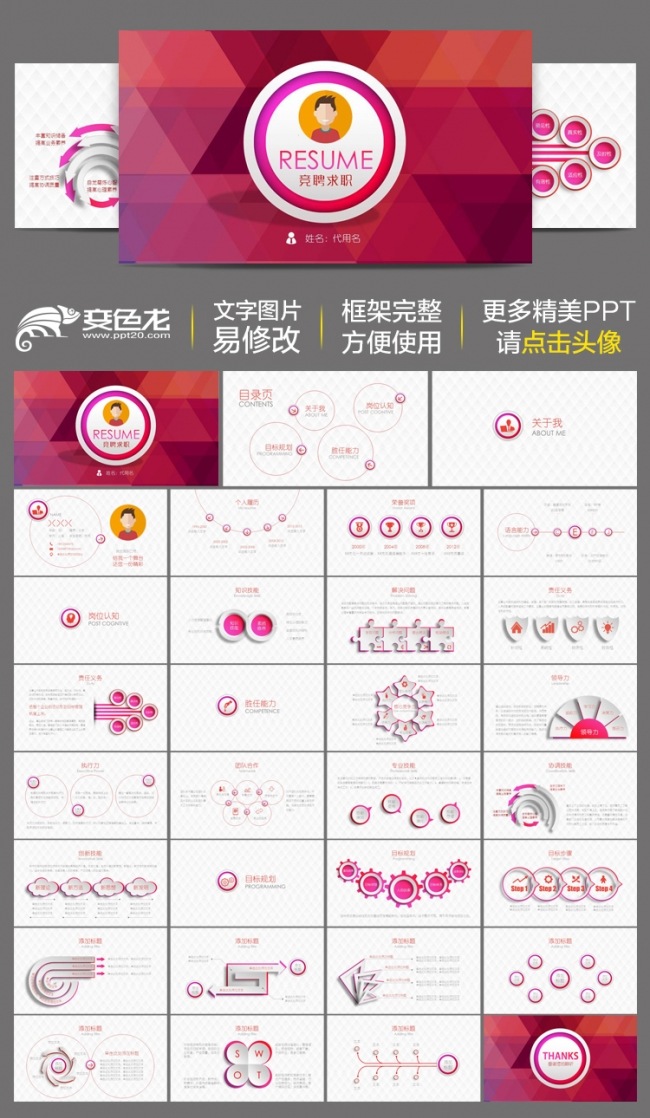 时尚简约扁平化微立体竞聘述职个人简历工作报告