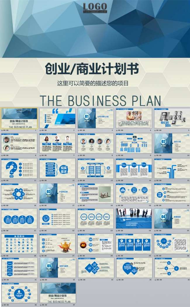 框架完整的创业计划书商业融资计划书PPT