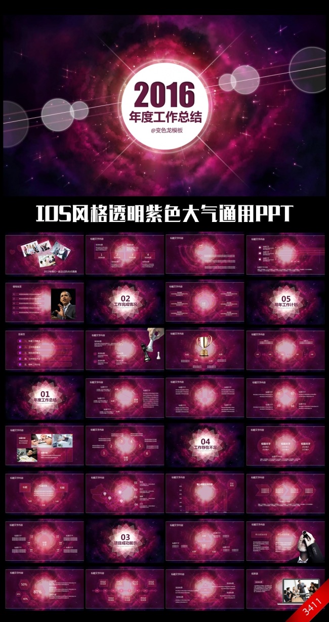 商务大气完整框架2016年度工作总结汇报ppt模板