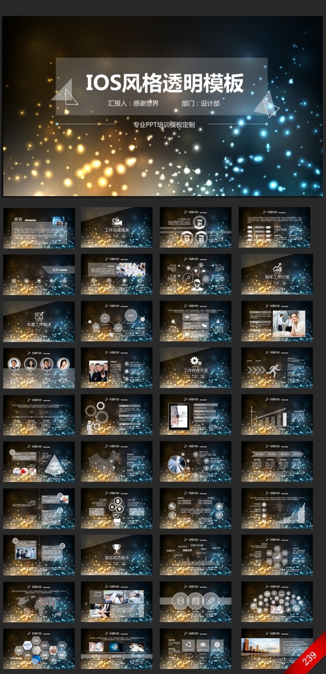 酷炫时尚IOS2016年度工作总结通用ppt动态模板