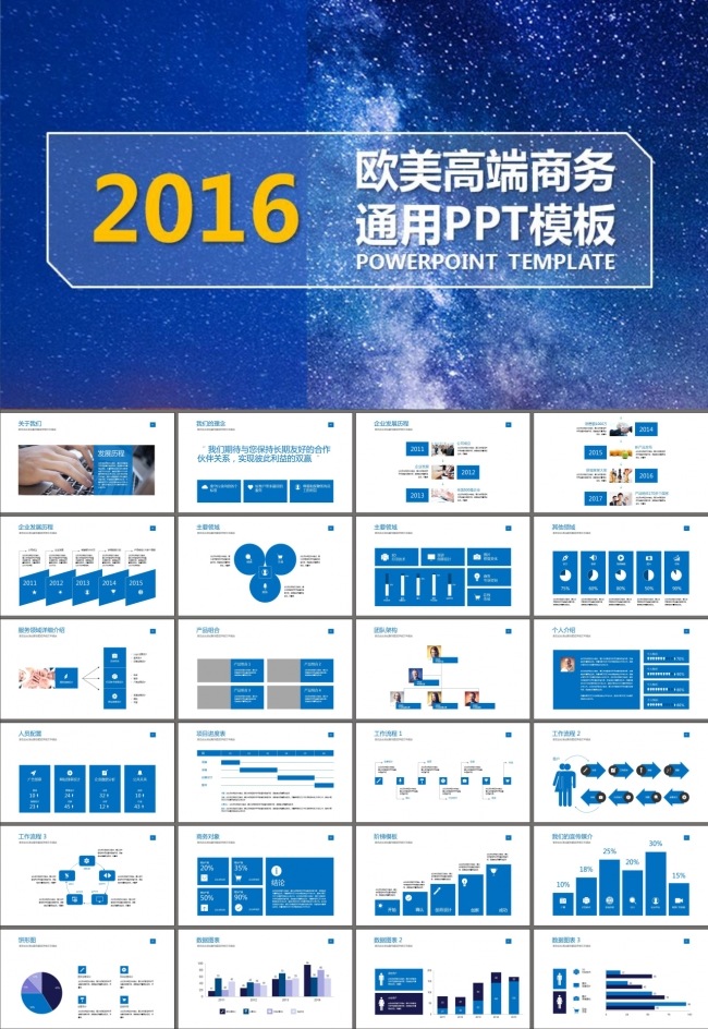 高端大气欧美商务工作汇报通用PPT模板