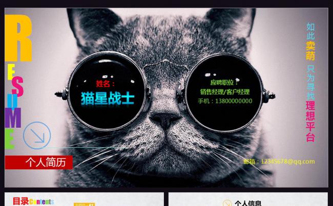 猫星人个人简历PPT缩略图