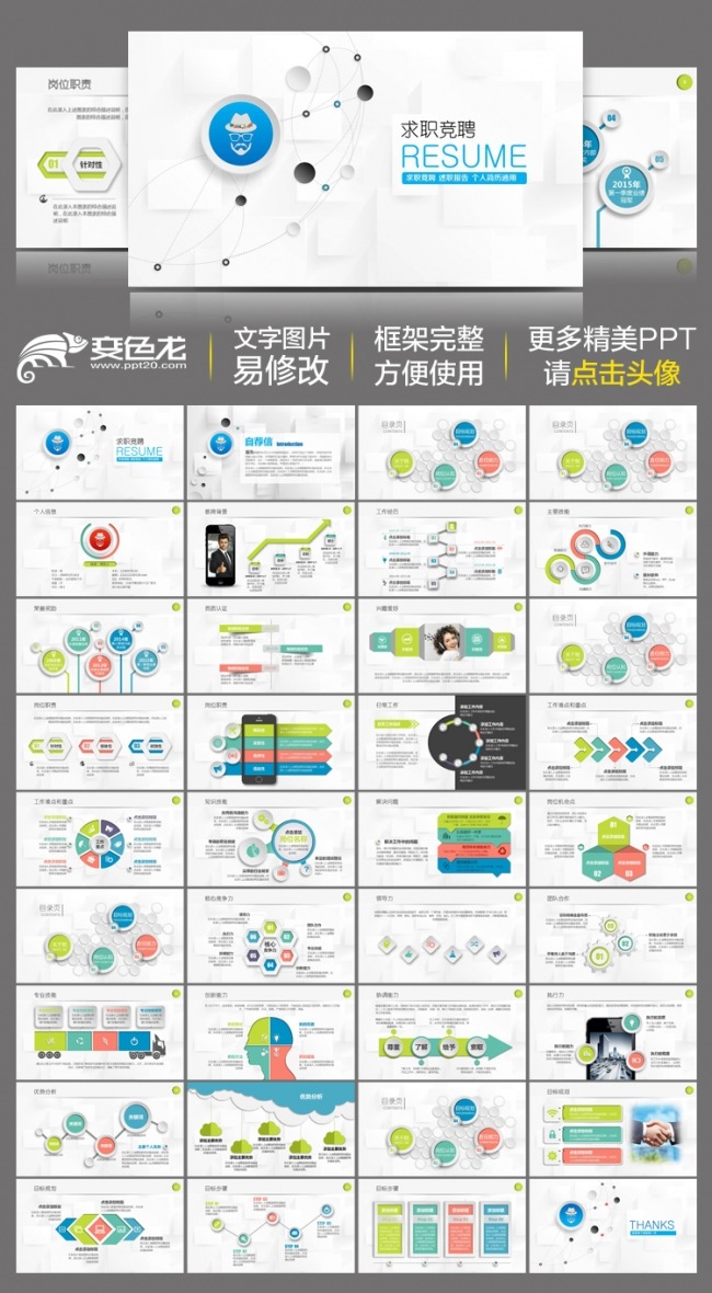 时尚简约微立体竞聘述职个人简历述职报告动态ppt