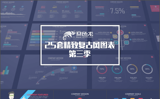 动态复古唯美大气商务PPT图表第三季缩略图
