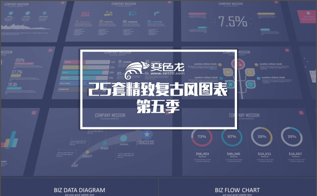 动态复古唯美大气商务PPT图表第五季缩略图