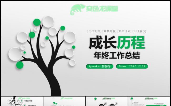 绿色清新成长经验实习报告述职汇报工作计划年终总结微立体模板缩略图