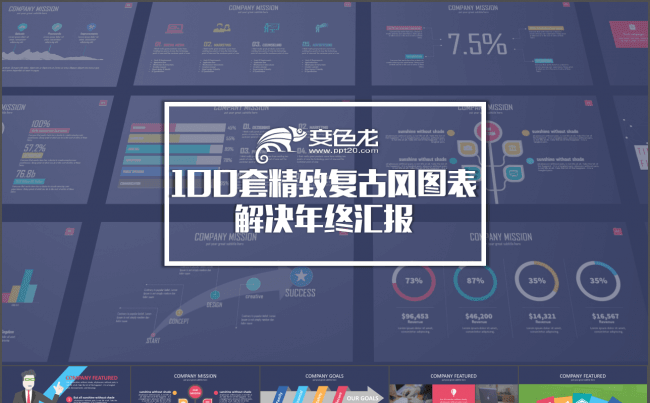 100套复古实用唯美大气商务PPT图表合集缩略图