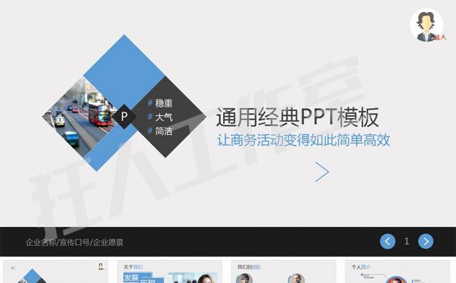 【狂人作品】欧美风清新简洁PPT模板缩略图