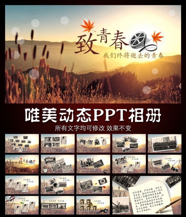 2016致青春唯美动态PPT相册
