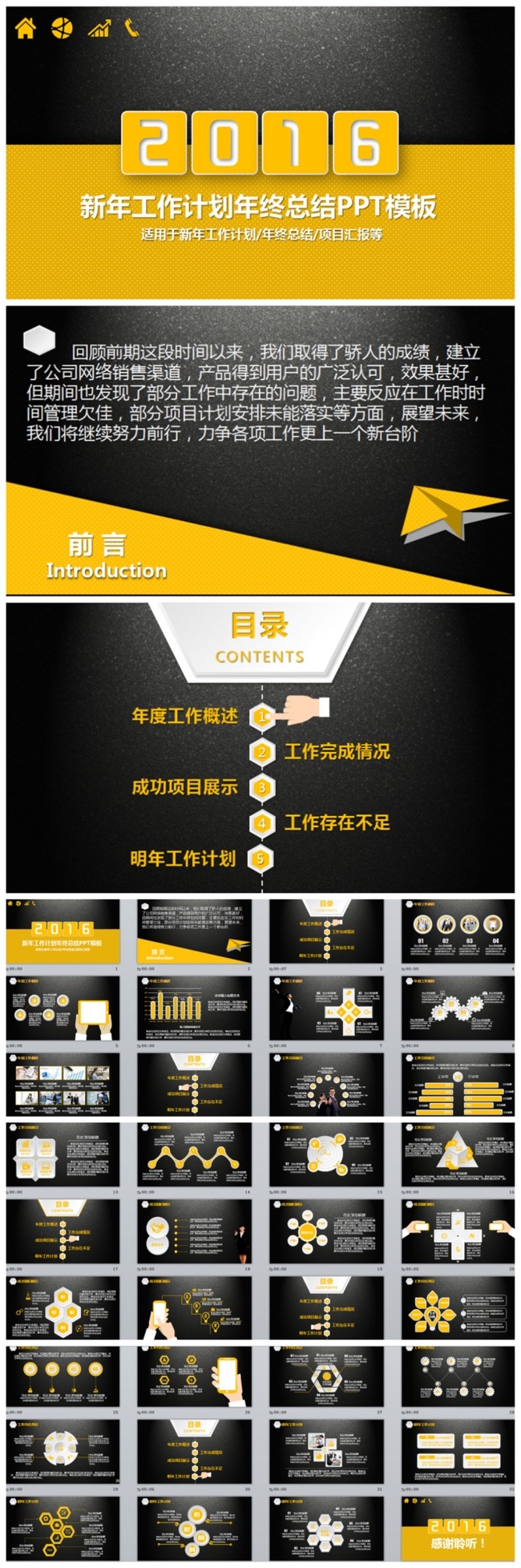 金色简洁创意工作总结PPT