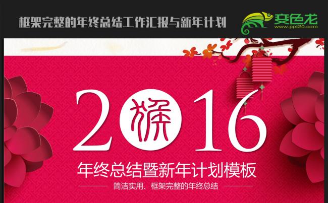 喜庆中国风2016年终工作总结新年计划ppt动态模板缩略图
