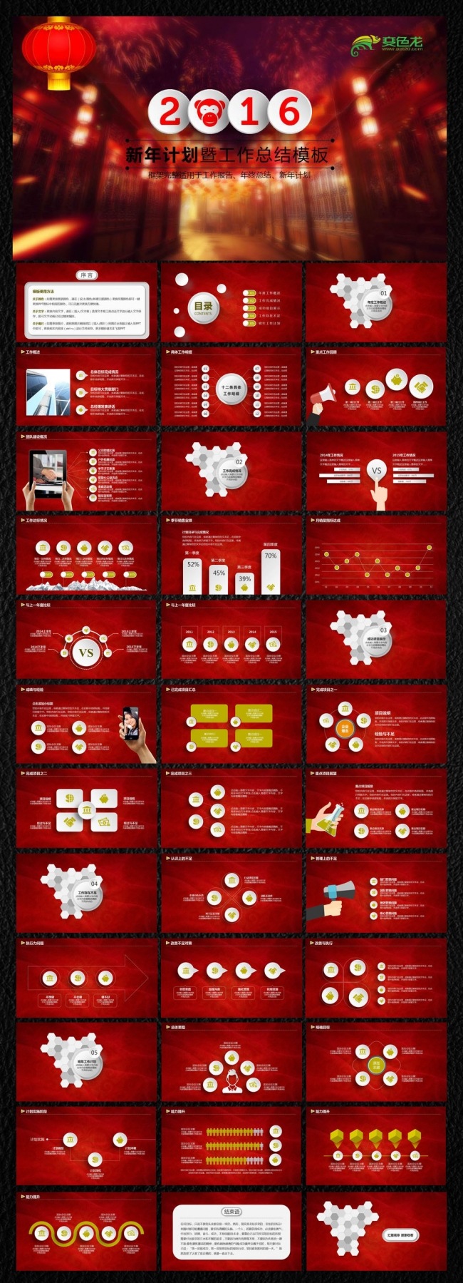简约喜庆中国年新年计划ppt模板
