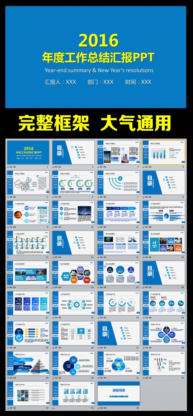 2016年终总结新年计划工作汇报PPT