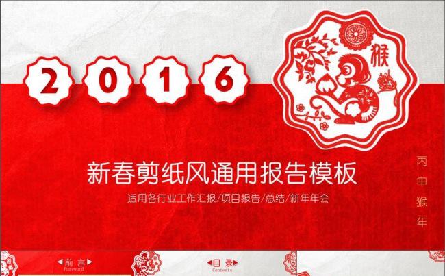 微立体 剪纸风  新春工作汇报缩略图