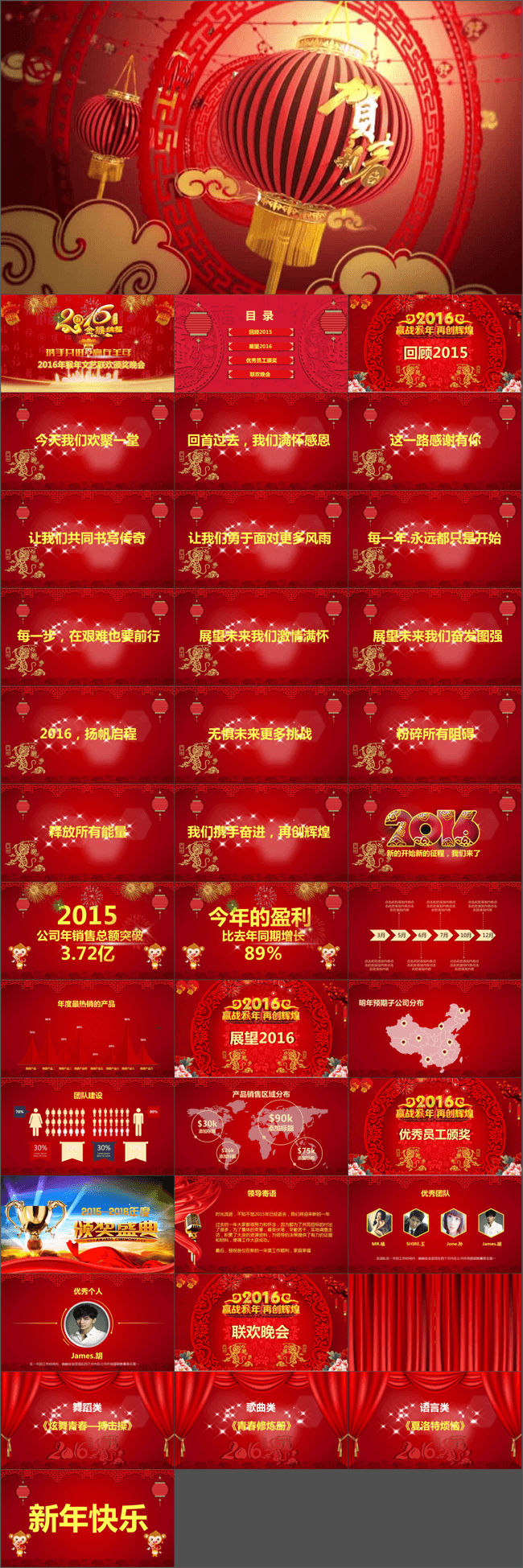 【企业联欢年会】2016猴年春节企业公司联欢晚会年会优秀员工颁奖典礼迎新晚会PPT模板
