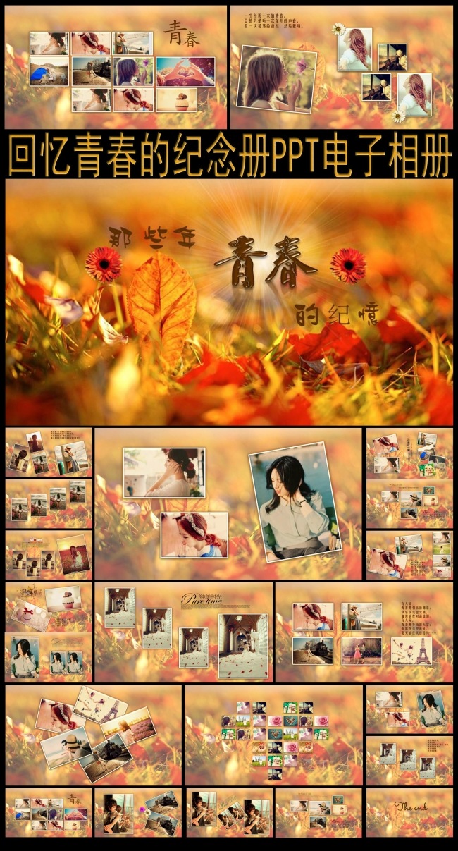 唯美青春的回忆纪念册ppt电子相册
