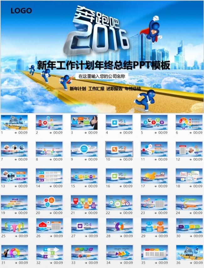 工作计划启程奔跑吧业绩报告ppt模板