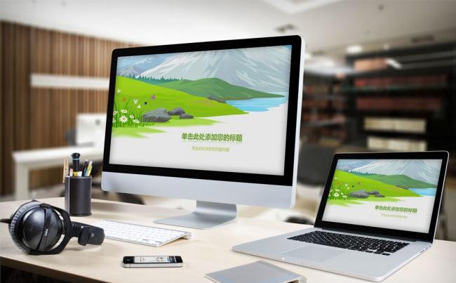 【PPT模板】绿色创意春天旅游踏青商务动态缩略图