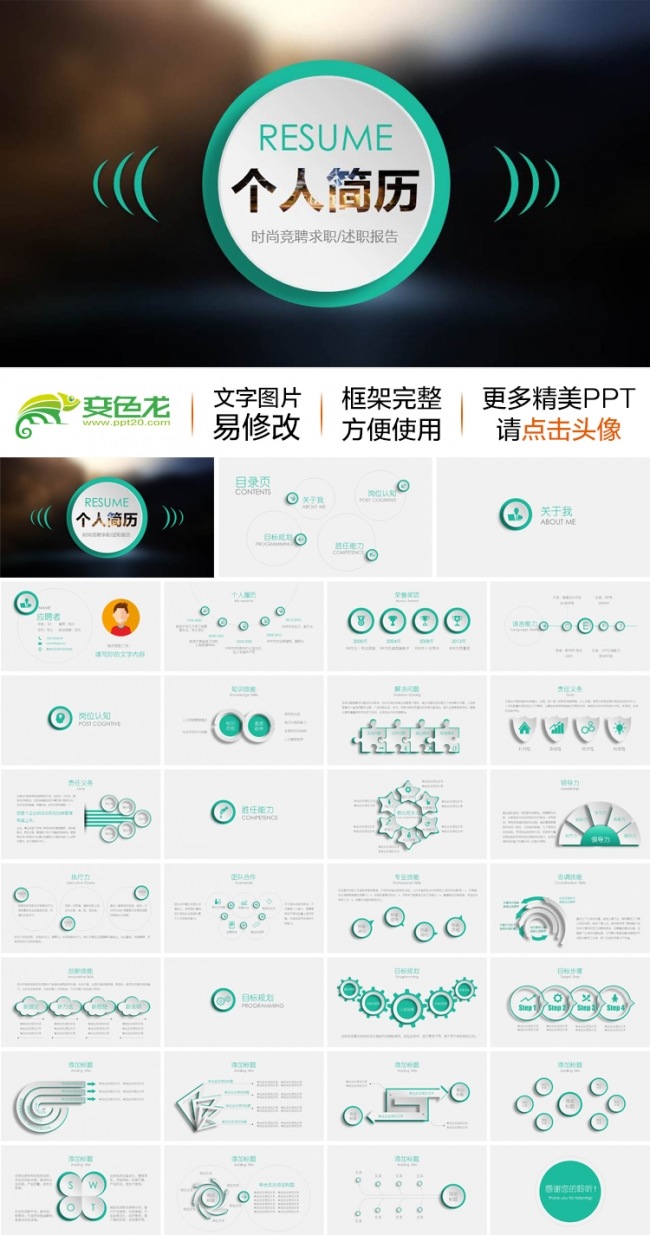 求职竞聘个人简历岗位竞选竞聘报告动态PPT