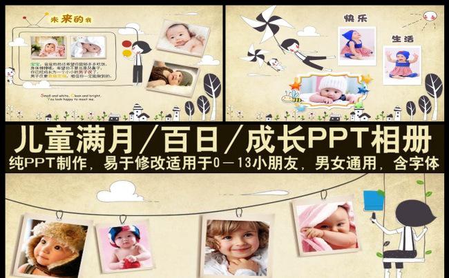 儿童电子相册成长档案生日贺卡ppt模板缩略图