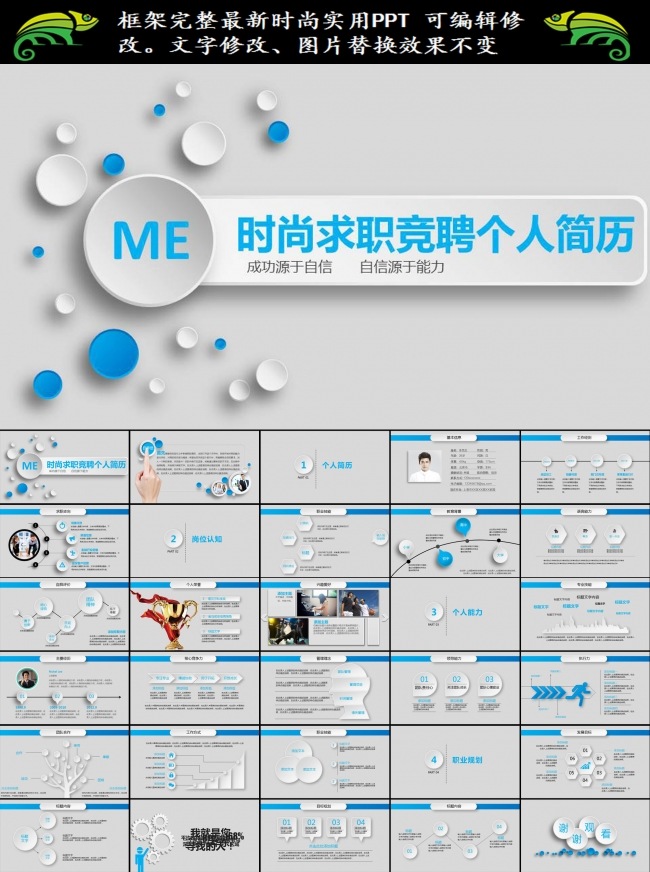 通用个人求职竞聘简历PPT模板