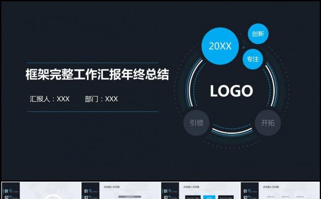 框架完整商务工作报告年终总结计划PPT模板缩略图